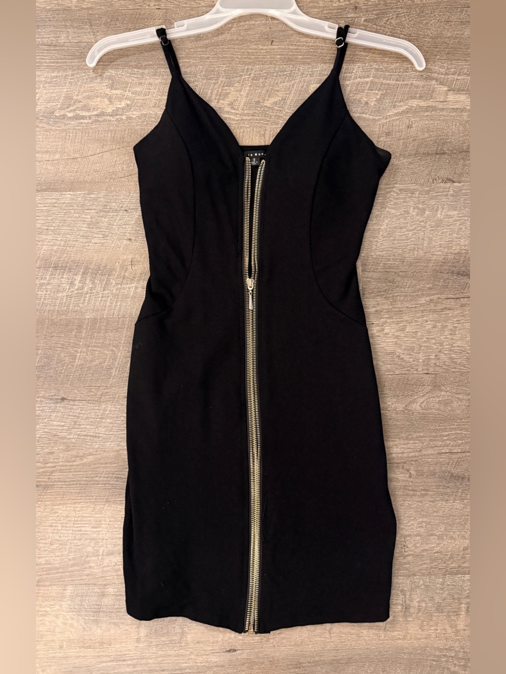 Haute Monde Black Sleeveless Zip-Front Mini Dress - Adjustable Straps